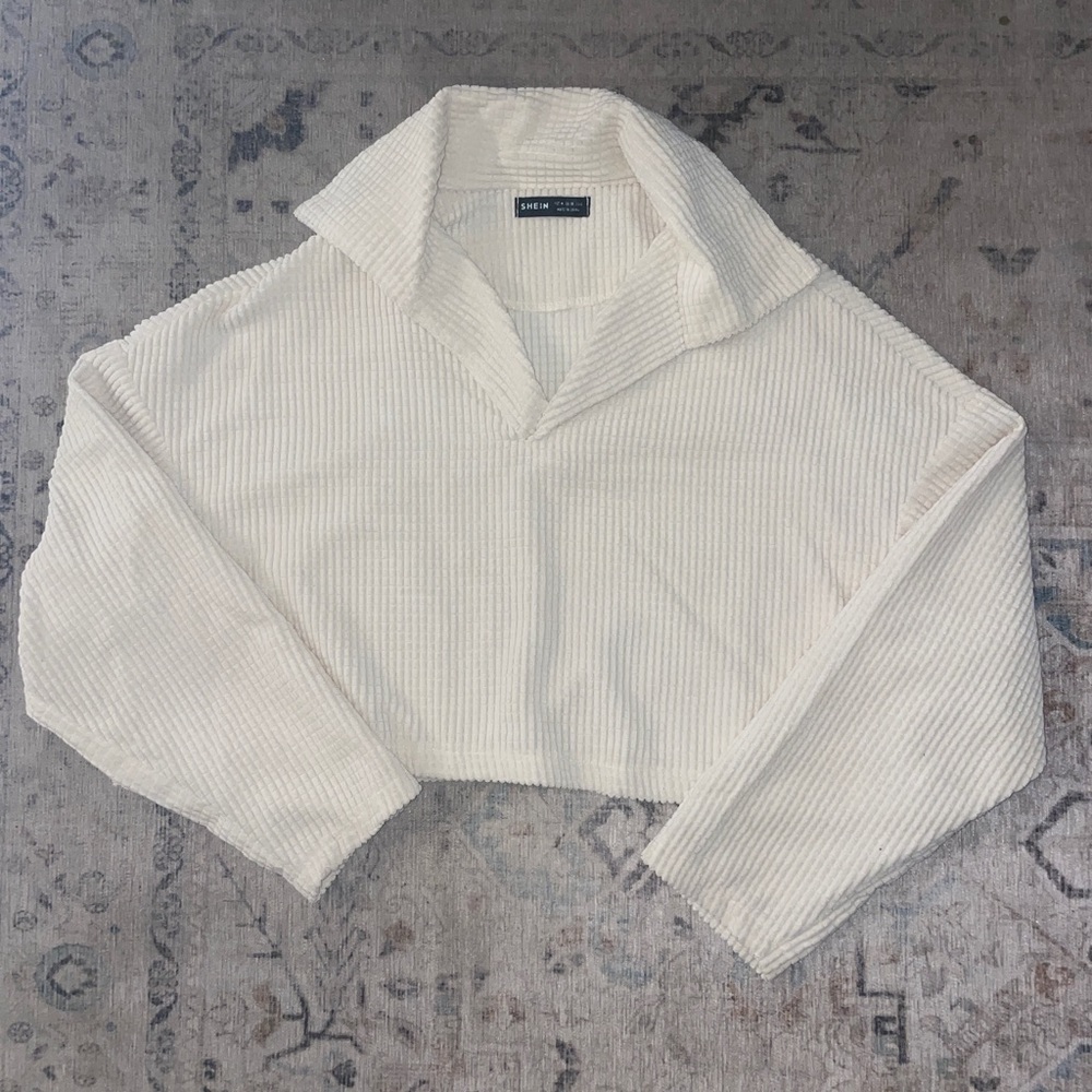 Waffle Knit Oversized Crop Tee